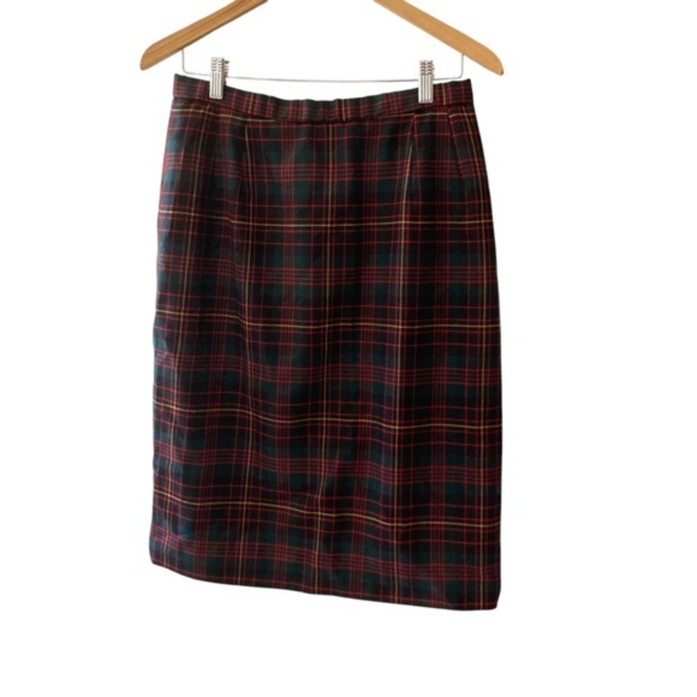 Pendleton Green and Red Pencil Skirt Knee-Length Work preppy Harry Potter style